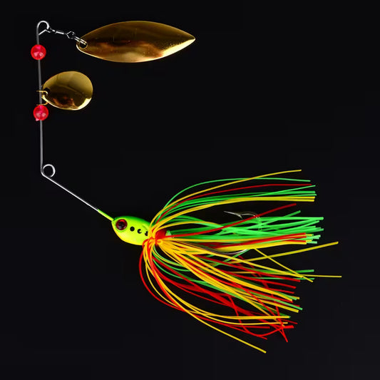 Snoekaas Spinnerbait groen geel rood 1stuk