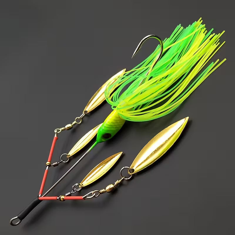 Snoekaas Spinnerbait geel groen 1stuk